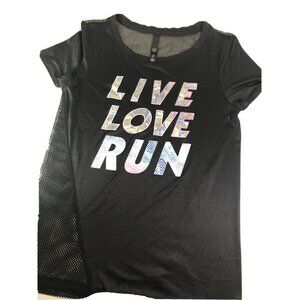 Live Love Dream Athletic Juniors Top Short Sleeve Mesh Back Shirt Black Small
